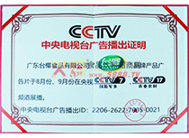 中央電視臺(tái)廣告播出證明