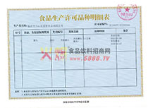 生產(chǎn)許可證品種明細(xì)表