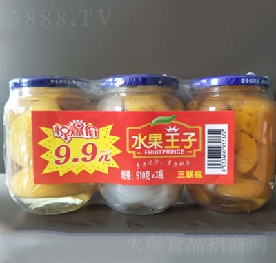 水果王子三聯(lián)瓶水果罐頭510克×3