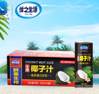 優(yōu)之生活正宗生榨椰子汁240ml24罐
