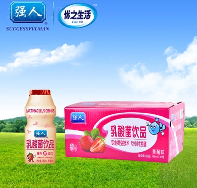 強(qiáng)人乳酸菌乳草莓味180ml4支6排