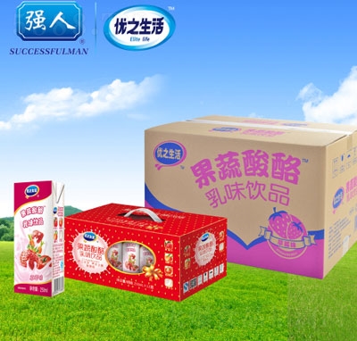 優(yōu)之生活果蔬酸酪乳草莓味250ml12盒6提