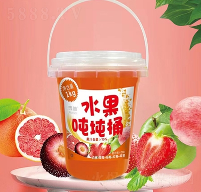 龐迪水果噸噸桶白桃+草莓+楊梅+紅柚+蘋果復(fù)合果汁飲料