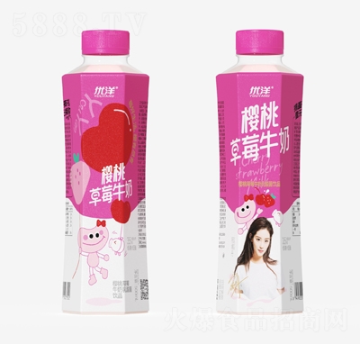 優(yōu)洋櫻桃草莓牛奶乳酸菌飲品500毫升