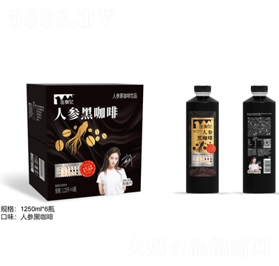 出咖記人參黑拿鐵咖啡飲品1.25LX6瓶