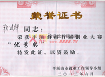 優(yōu)秀獎榮譽證書