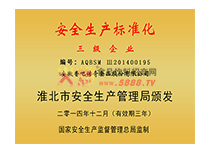 安全生產(chǎn)標準化證書