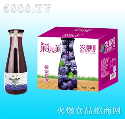 果優(yōu)美益生菌發(fā)酵藍(lán)莓汁1Lx6瓶