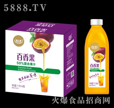 粒汁健百香果50%復(fù)合果汁1118mlX6