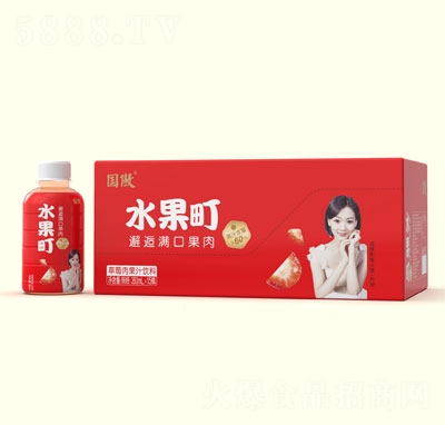 國傲水果町草莓肉果汁飲料350mlX15