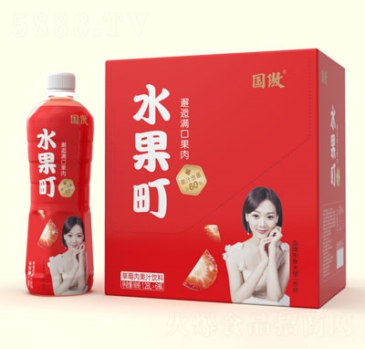 國傲水果町草莓肉果汁飲料1.25LX6
