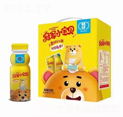 旺仔冠軍小寶貝鈣加鋅乳味飲品黃盒裝200mlX16瓶