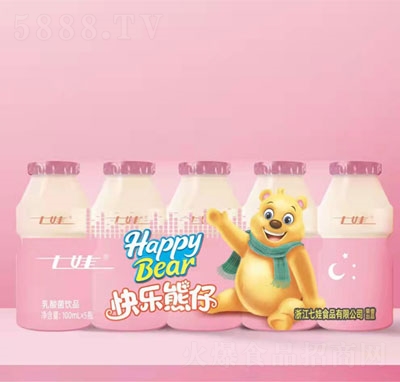 七娃快樂熊仔乳酸菌飲品紅瓶100mlX5瓶