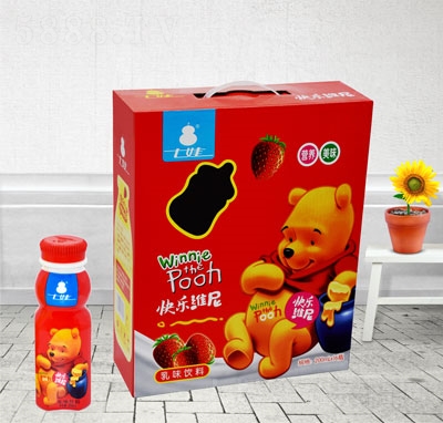 七娃快樂維尼熊仔乳味飲料草莓味200mlX16瓶