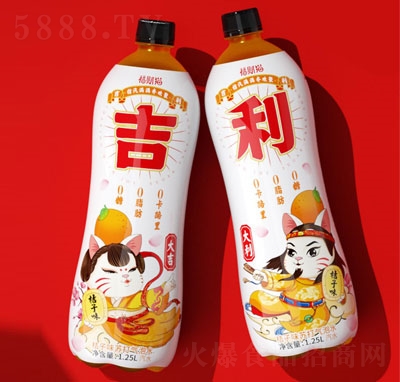 福財貓桔子味蘇打氣泡水1.25L