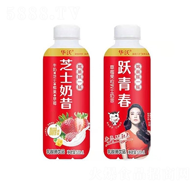 華沃草莓果粒芝士奶昔乳酸菌飲品520ml