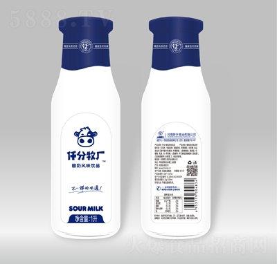 仟分牧廠玻璃瓶酸奶1L