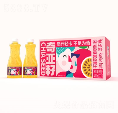 國傲奇亞籽百香果果粒果汁飲料400mlX15瓶
