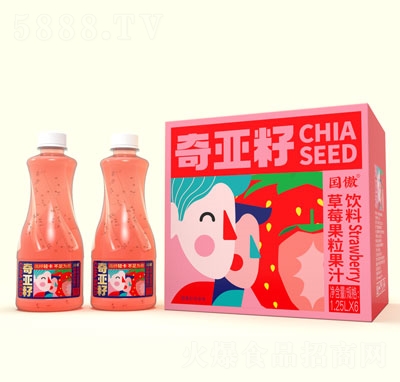 國傲奇亞籽草莓果粒果汁飲料1.25LX6瓶