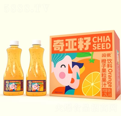 國傲奇亞籽橙子果粒果汁飲料1.25LX6瓶