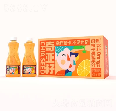 國傲奇亞籽橙子果粒果汁飲料400mlX15瓶