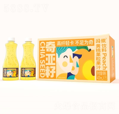 國傲奇亞籽黃桃果粒果汁飲料400mlX15瓶