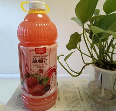 心悅動草莓汁風(fēng)味飲料果肉果汁家庭裝2L夏季冷飲餐飲宴席飲品招商