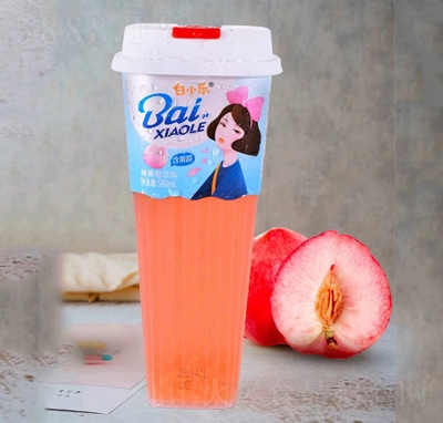 白小樂杯裝果粒飲料桃果汁飲料580ml杯招商代理商超貨源