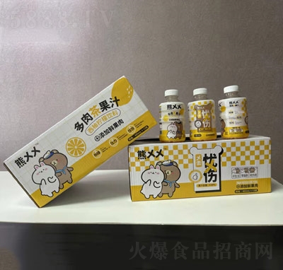 熊xx多肉茶果汁西柚檸檬茶復合果汁飲料商超貨源480ml×15瓶