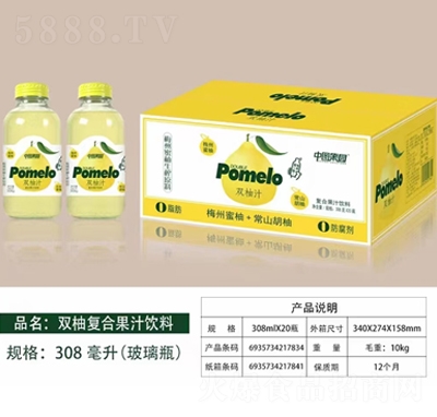 中圖果園雙柚汁復(fù)合果汁飲料308gX20瓶