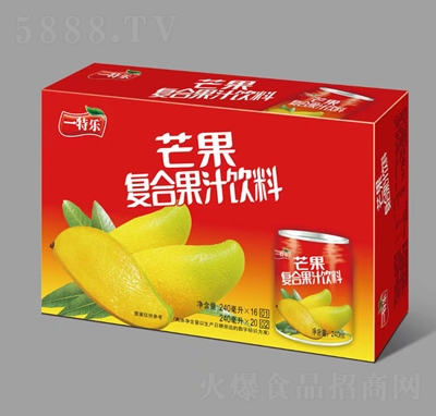 一特樂芒果復(fù)合果汁飲料240毫升箱裝夏季飲品招商代理