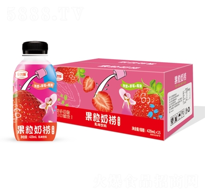 京智源果粒奶撈乳味飲料草莓味420mlX15