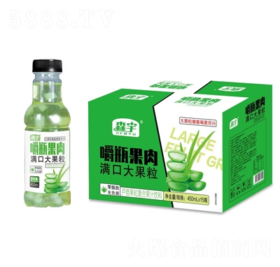 森宇嚼瓶果肉蘆薈果粒復合果汁450ml×15瓶