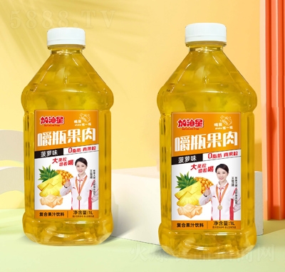 加油星嚼瓶果肉復合果汁菠蘿汁1L