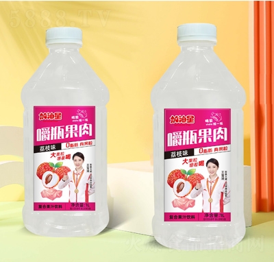 加油星嚼瓶果肉復合果汁荔枝汁1L