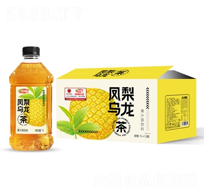 浩明鳳梨烏龍茶果汁茶飲料1LX12瓶